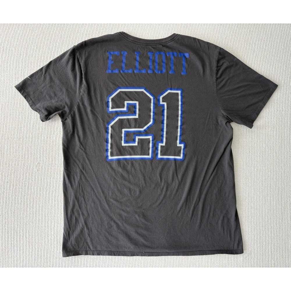 NIKE EZEKIEL ELLIOT # 21 T-SHIRT SIZE XL GRAY DALLAS COWBOYS GRAPHIC TEE 2 SIDED